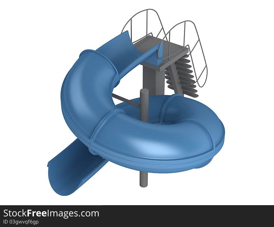 Rendered 3d isolated waterslide on white background