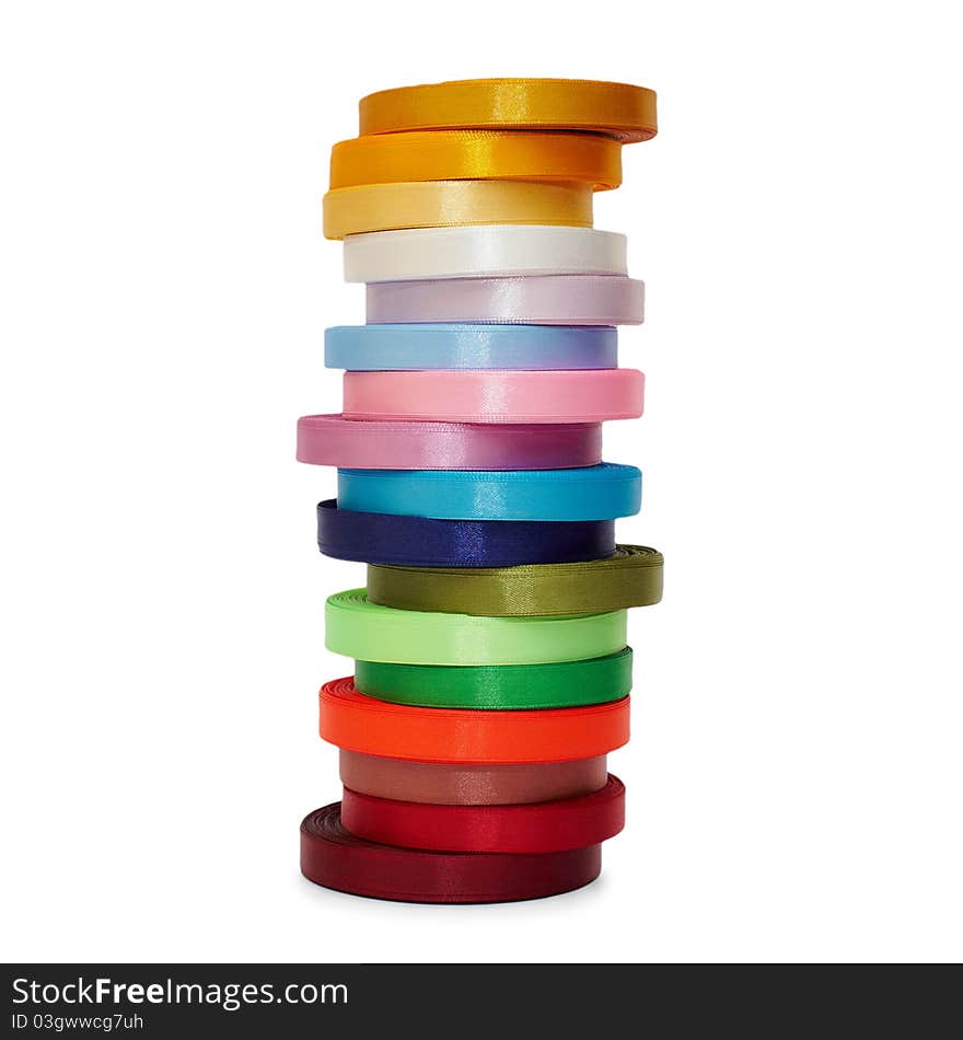 Vertical tower from satiny color ribbons. Vertical tower from satiny color ribbons