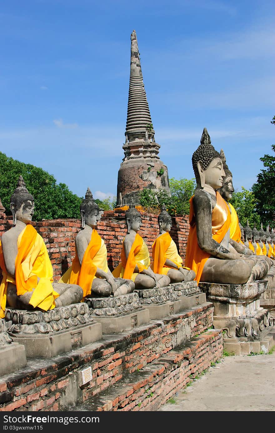 Pagoda and Temple in Ayutthaya, Thailand