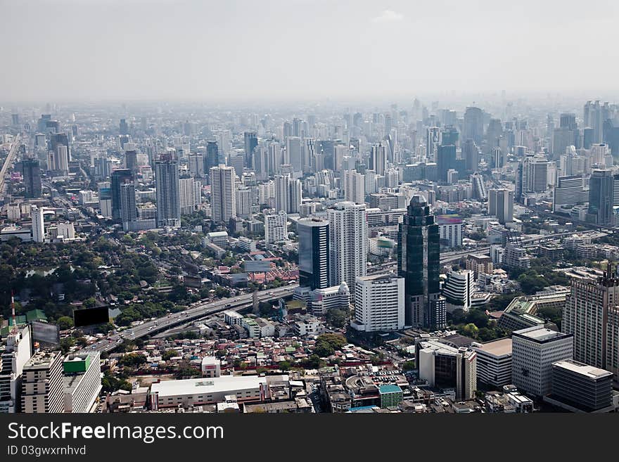 Skyscrapers bird s eye view Bangkok, Thailand