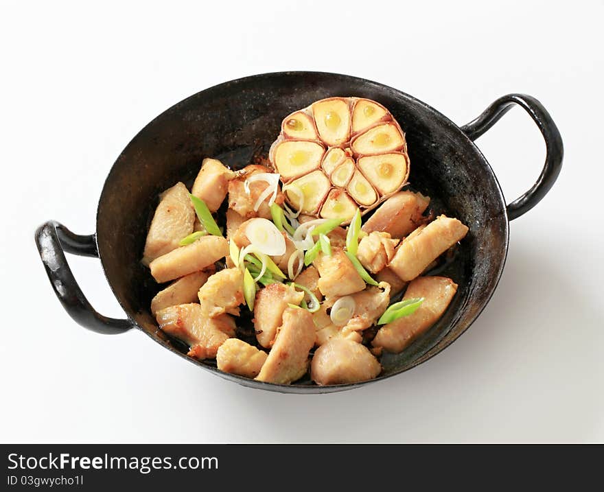 Preparing chicken stir fry