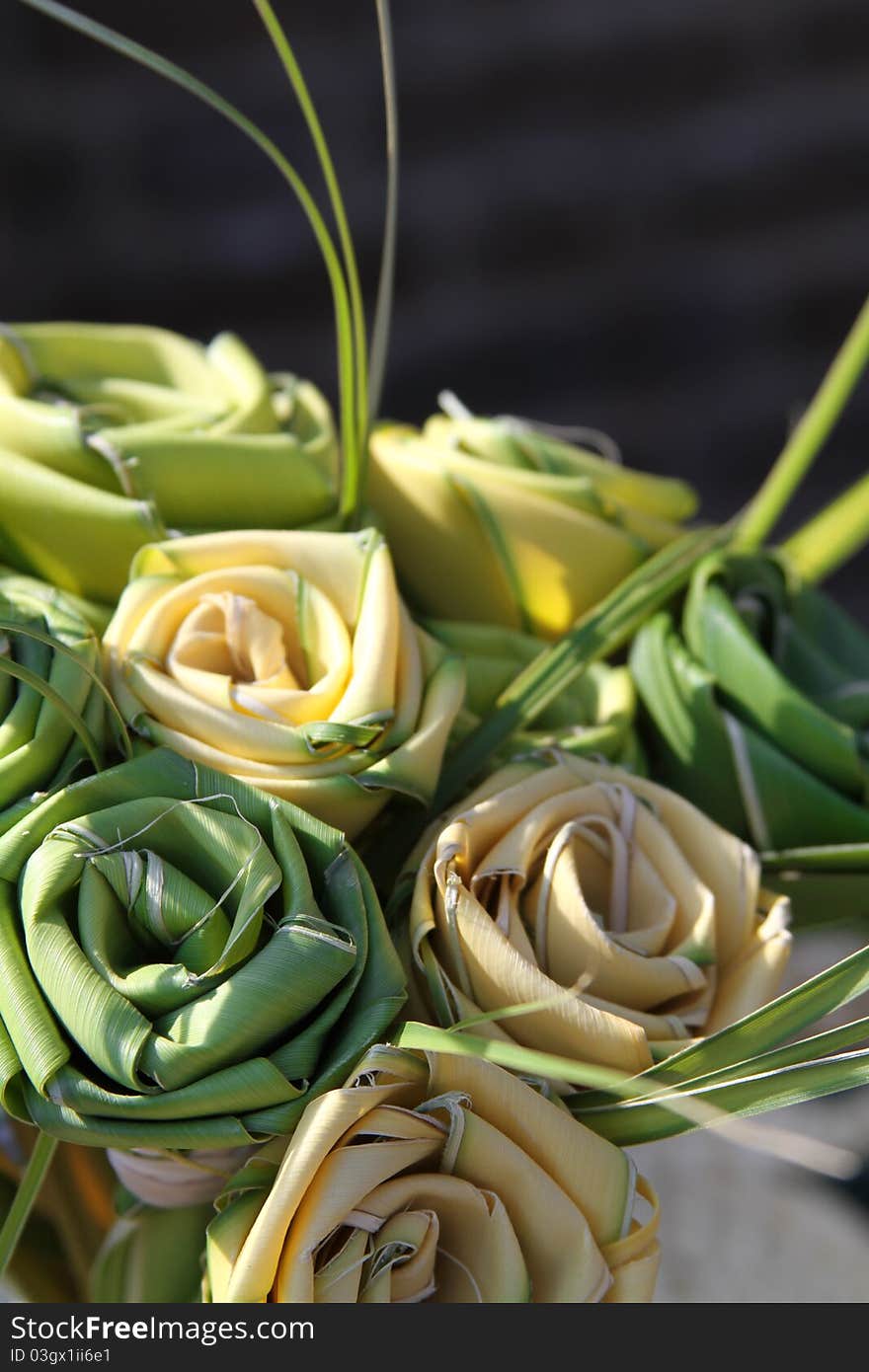 Palm woven roses