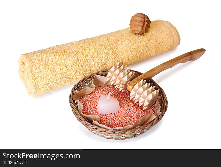 Massagers  made  from natural wood,juniper. Arrangement on white background . Massagers  made  from natural wood,juniper. Arrangement on white background .