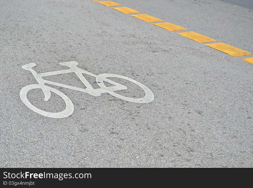 Bicycle sign on the road