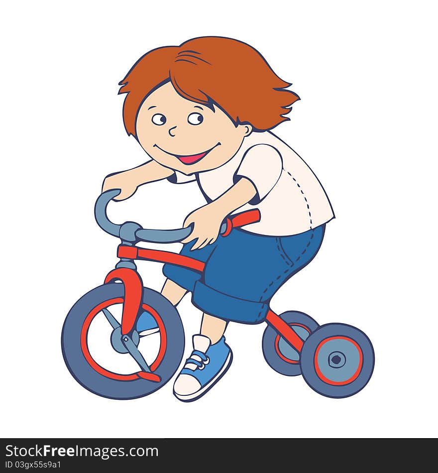 Happy boy riding a bicycle. Happy boy riding a bicycle