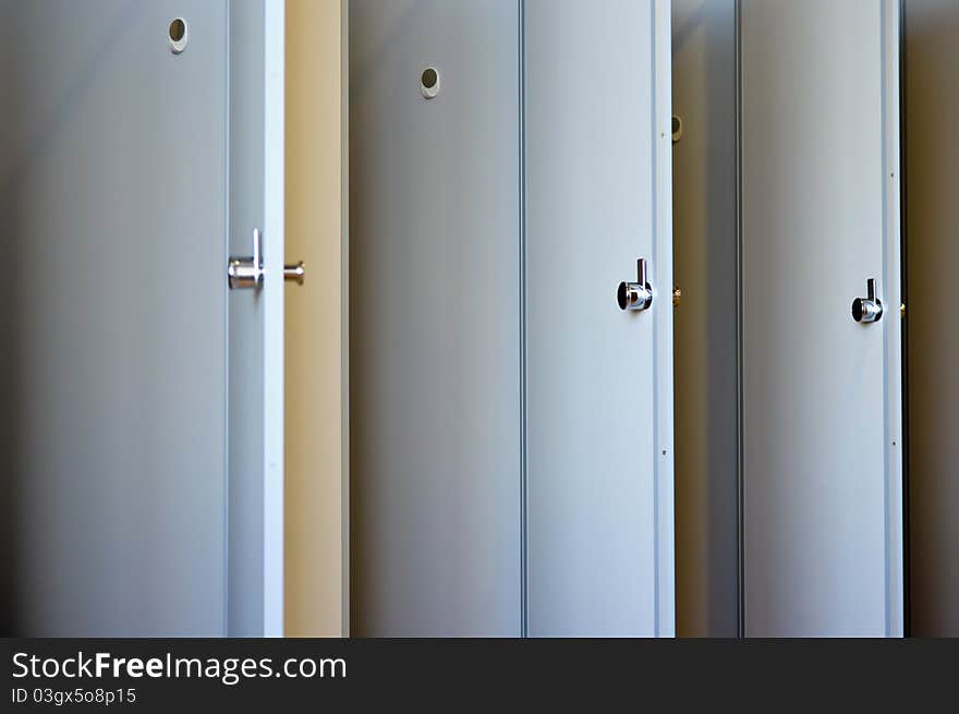 Doors and partitions in a toilet