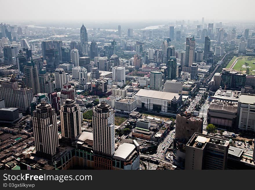 Skyscrapers bird s eye view Bangkok, Thailand