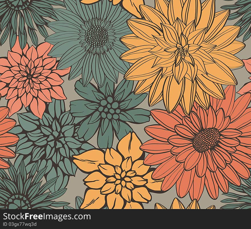 Abstract seamless patter with flowers. Abstract seamless patter with flowers