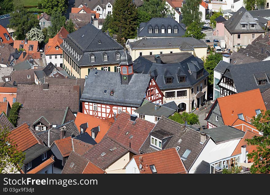 The historical old town of Koenigstein, near Frankfurt, Germany, from above. The historical old town of Koenigstein, near Frankfurt, Germany, from above.