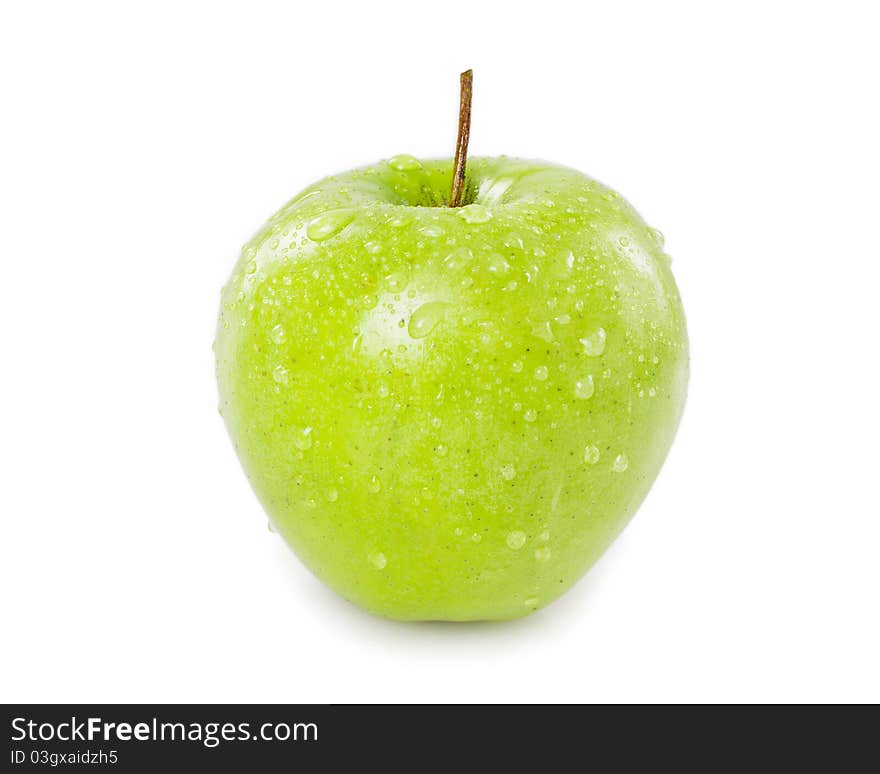 Sweet green apple isolated on the white