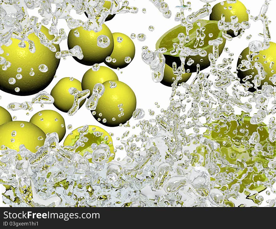 Oranges In Water Splashes