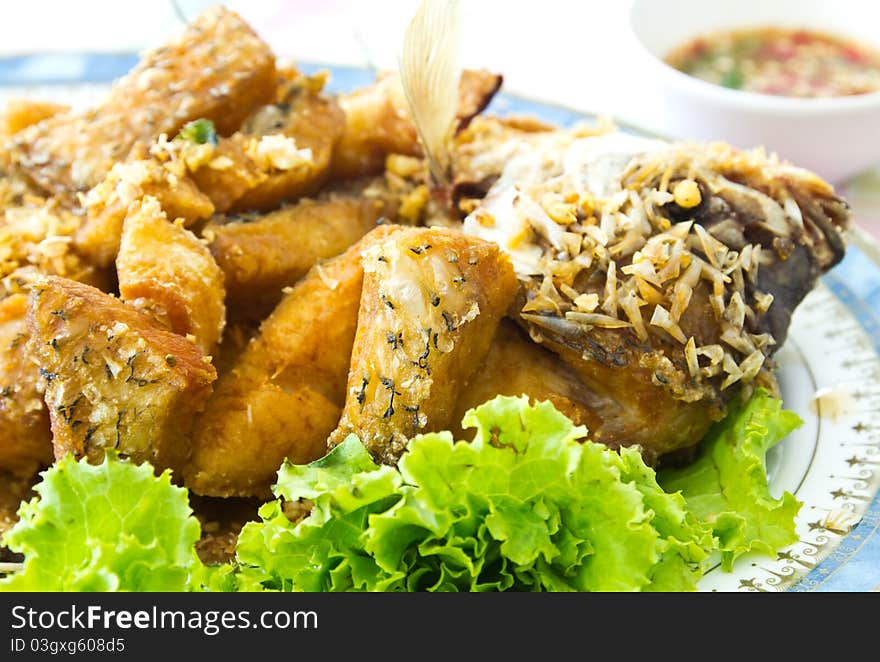 Thai style fried fish eat with spicy sauce