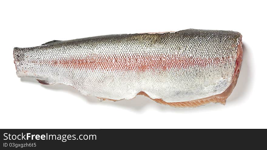 Fresh rainbow trout ready for cooking on white background