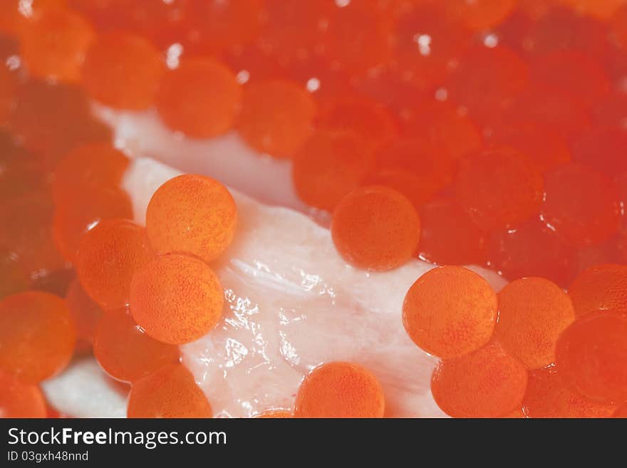 Fresh salmon caviar, macro photo