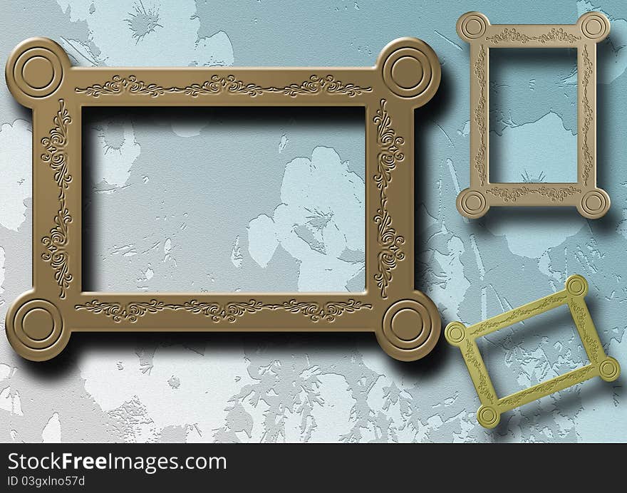 A group of photo frames with floral grey and blue background