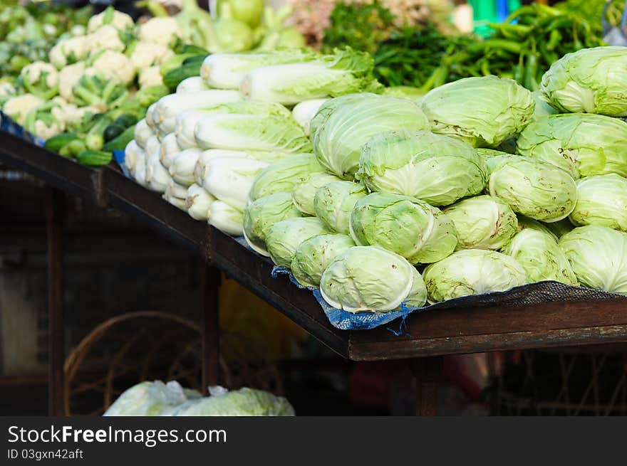 Vegetable on sidewalk market, thailand