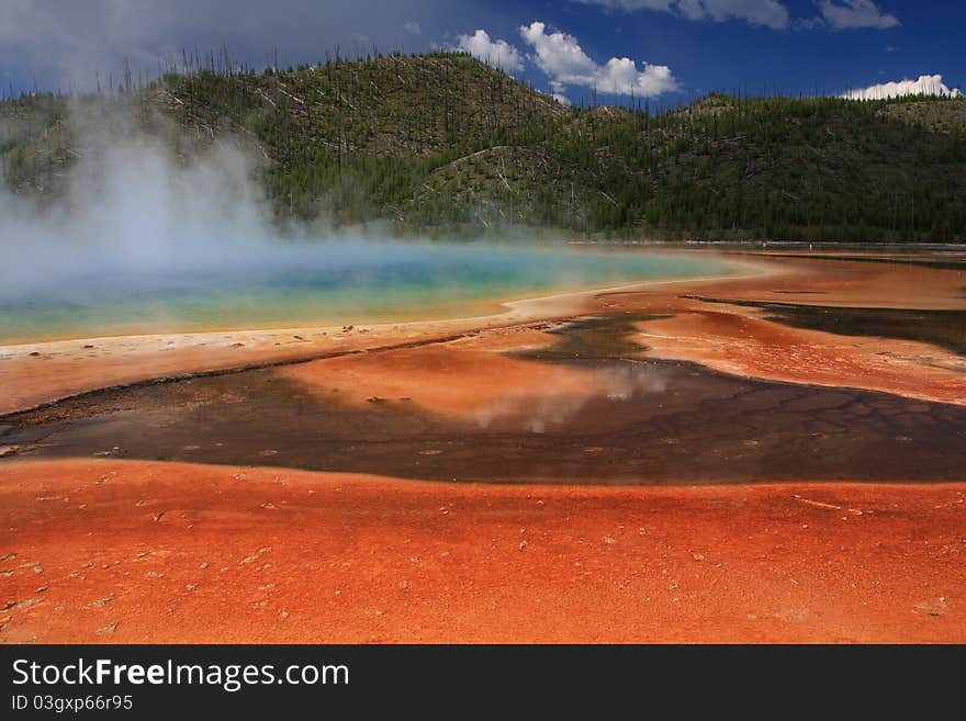 Grand Prismatic Spring and Midway Geyser Basin. Yellowstone National Park.Wyoming.USA