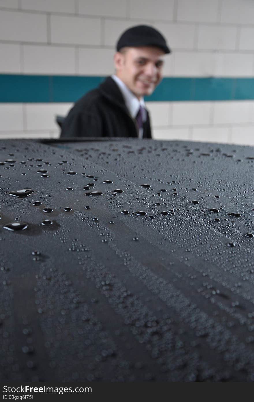 Young Man with Washed Car