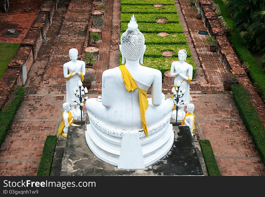 Big buddha image and his followers situated in the garden at wat yai chaimongkol ayutthaya, the ancient capital of thailand. Big buddha image and his followers situated in the garden at wat yai chaimongkol ayutthaya, the ancient capital of thailand.