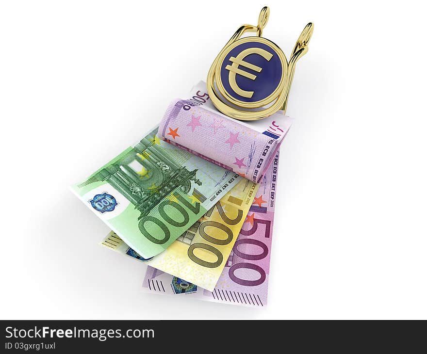 Euro Banknotes In Money Clip