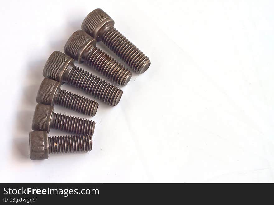 Metal nut on white background