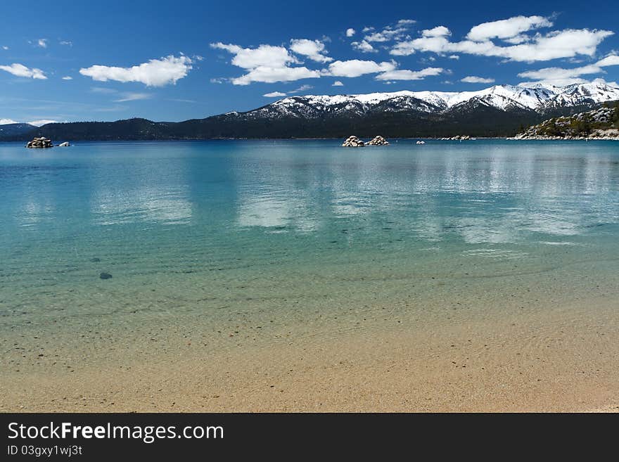 Beautiful Lake Tahoe with few clouds