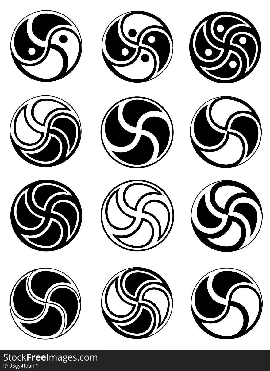 Creative symbols in style of ying yang