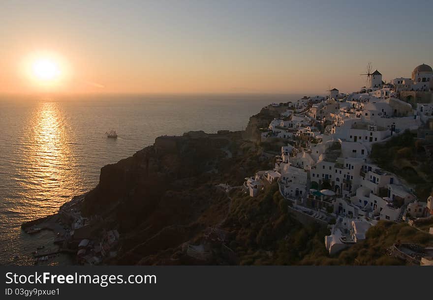 This is the beautiful and famous sunset at Oia