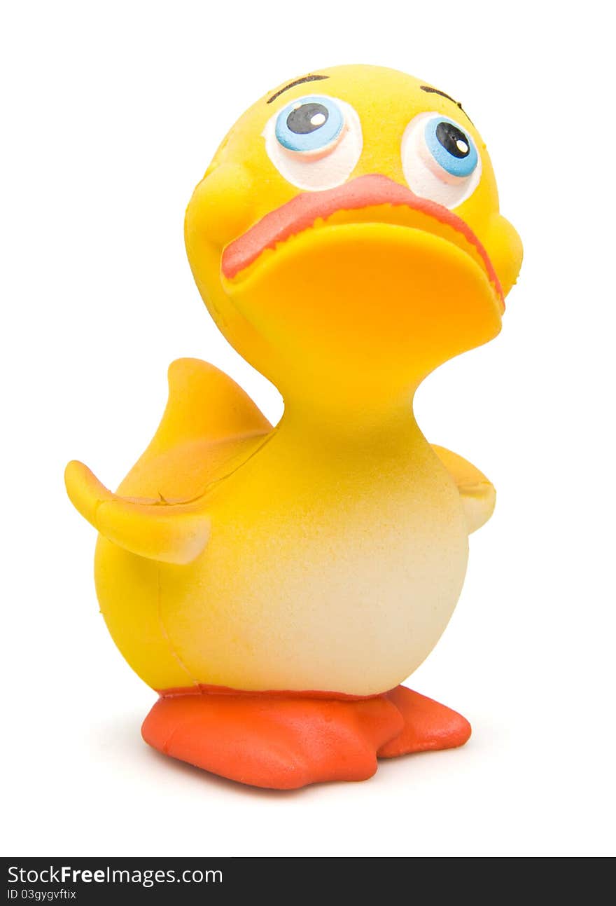 A rubber duck isolated on white. A rubber duck isolated on white