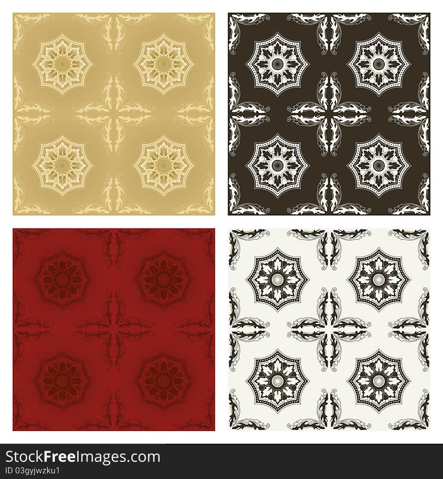 Monochrome and damask seamless ornamental mosaic background pattern. Monochrome and damask seamless ornamental mosaic background pattern