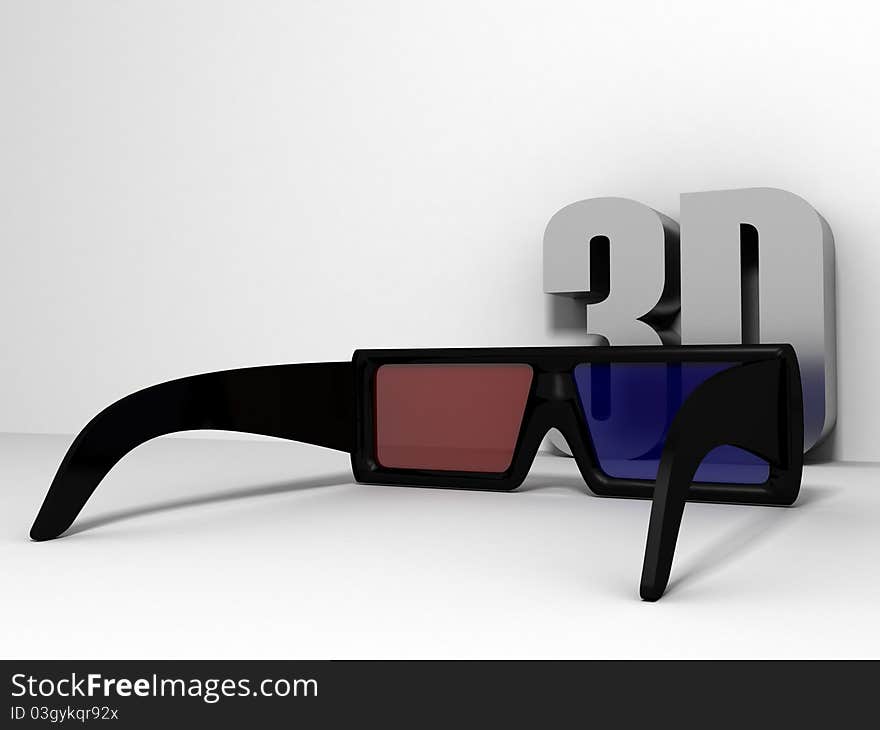 3d shiny black glasses