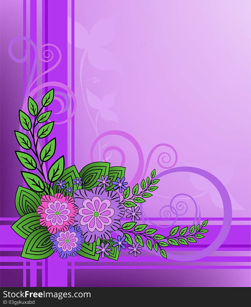 Lilac flowers on a checkered background