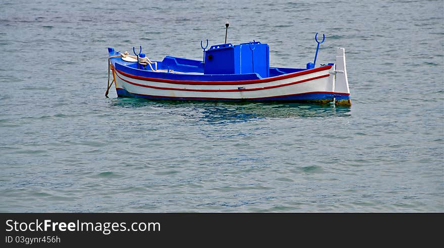 A greek traditional blue boat. A greek traditional blue boat