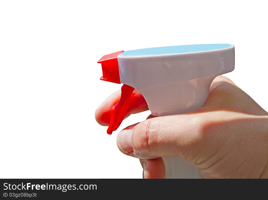 Hand spraying a cleaning bottle. Hand spraying a cleaning bottle