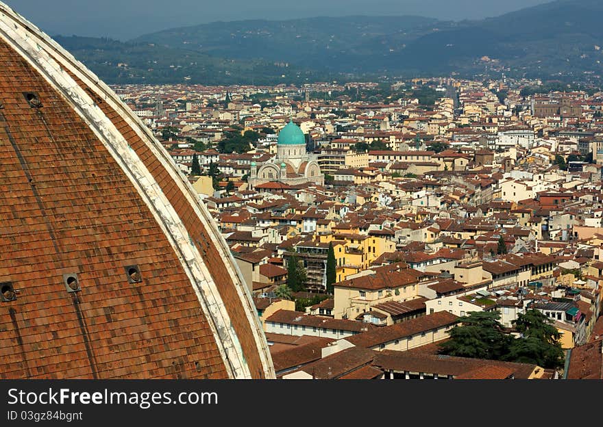 Aerial panoramic view of Duomo in Florence, Italy