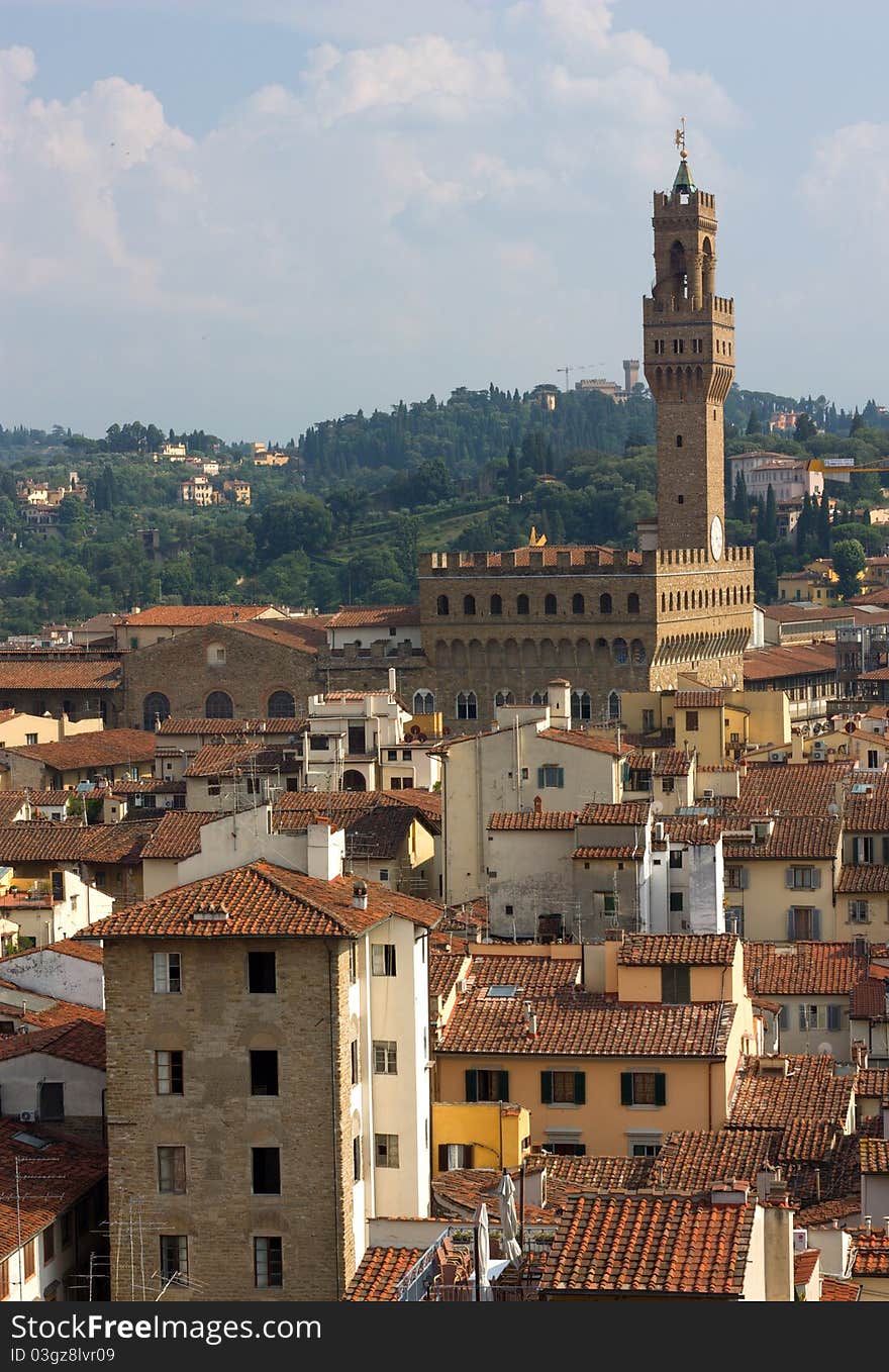 Aerial panoramic view of Duomo in Florence, Italy