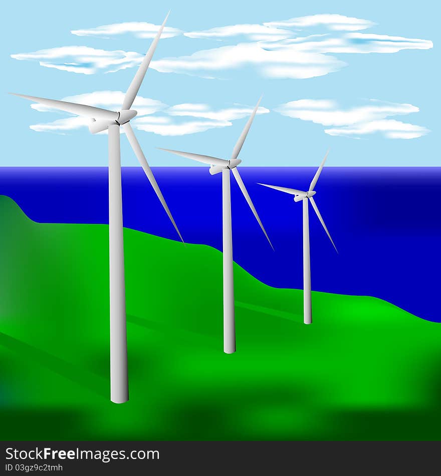 Wind generator produces clean energy that is an alternative. Wind generator produces clean energy that is an alternative