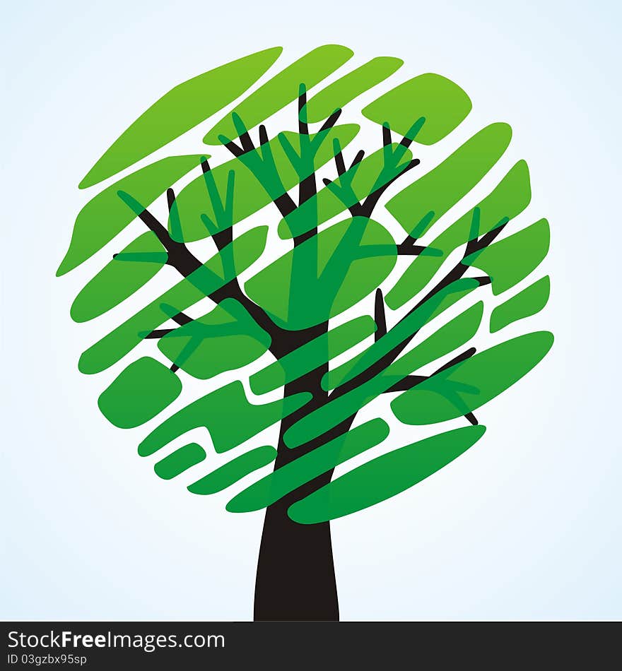 Simple stylized rounded green tree