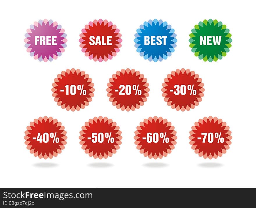 Bright stickers for special discount. Bright stickers for special discount