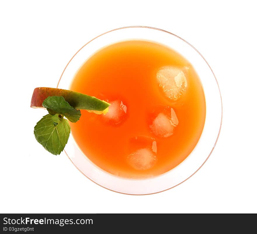 Tequila sunrise drink, isolated on white background