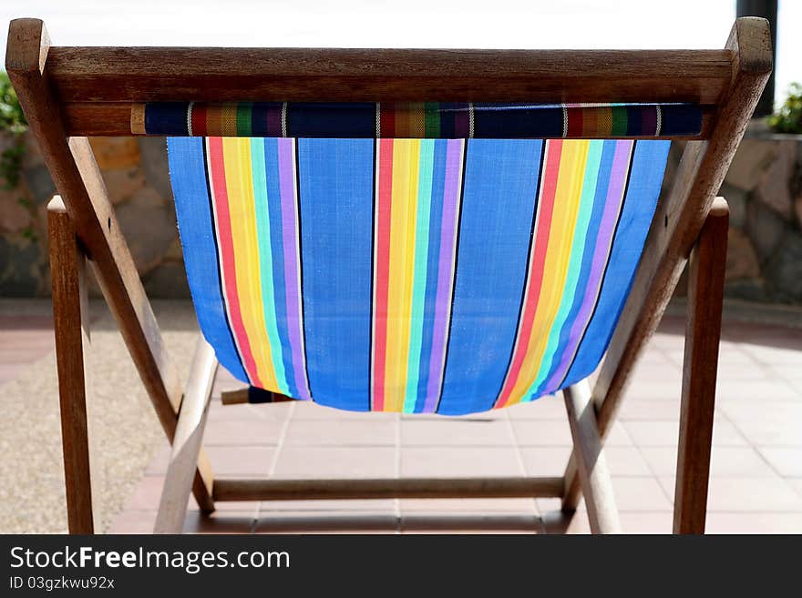 The colorful beach chair in the hotel.