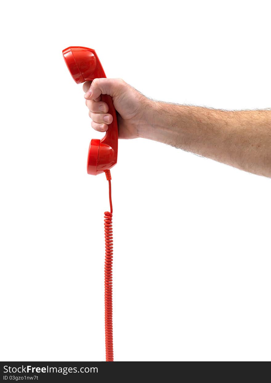 Telephones isolated against a white background