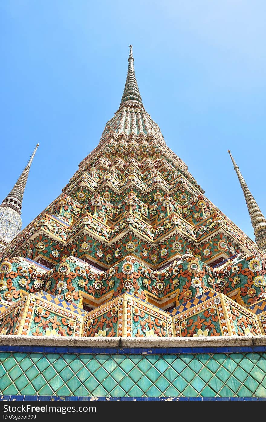 Ancient Pagoda or Chedi at Wat Pho,The Temple of reclining buddha, Bangkok,Thailand