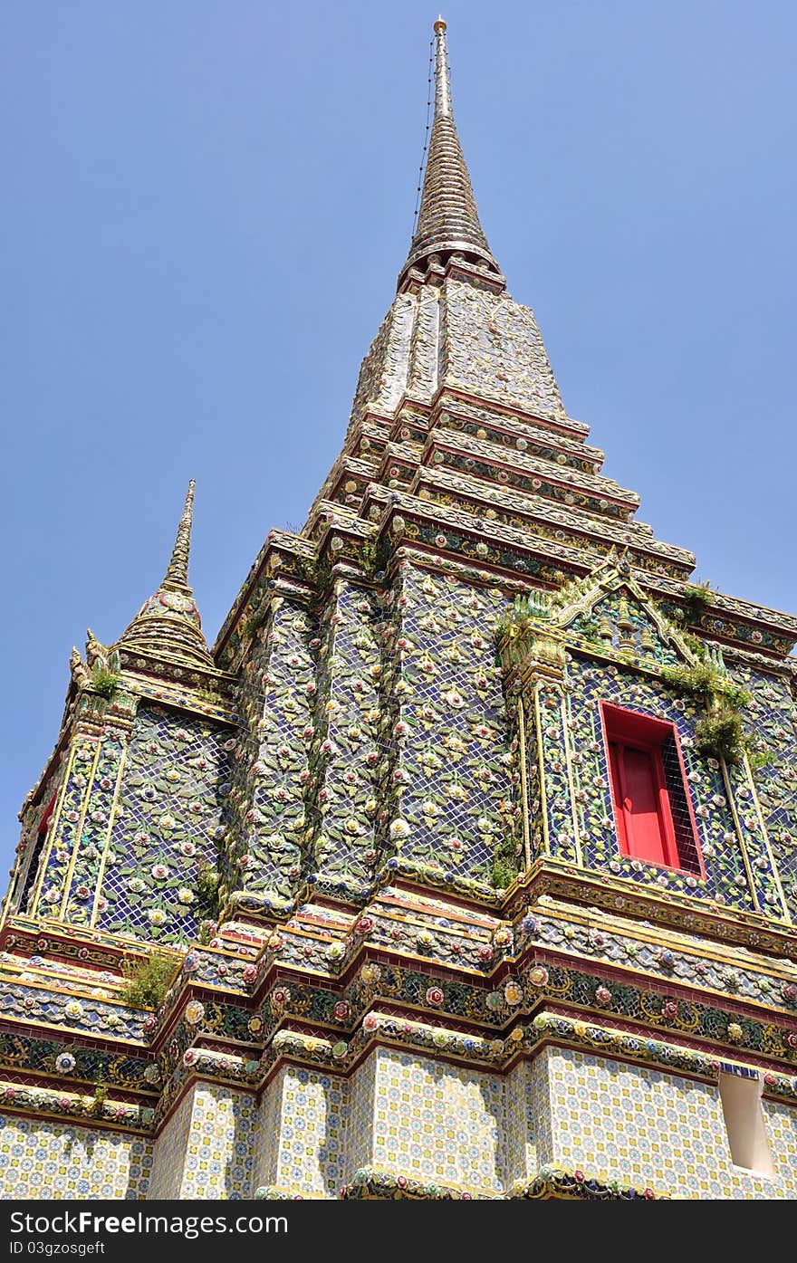 Ancient Pagoda or Chedi at Wat Pho,The Temple of reclining buddha, Bangkok,Thailand