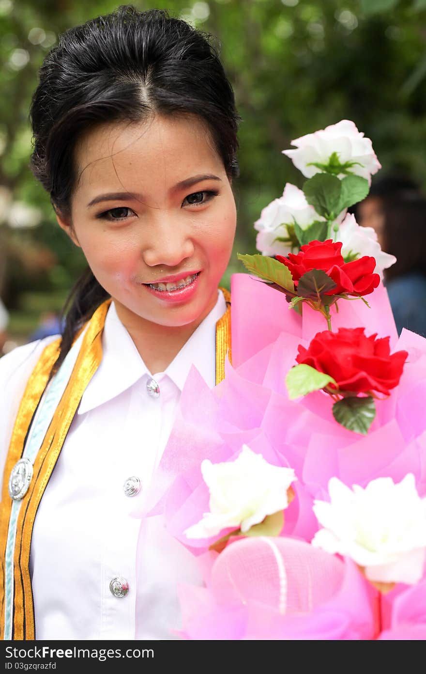 The woman smile in congratulations day,thai congratulations day, woman thai. The woman smile in congratulations day,thai congratulations day, woman thai.