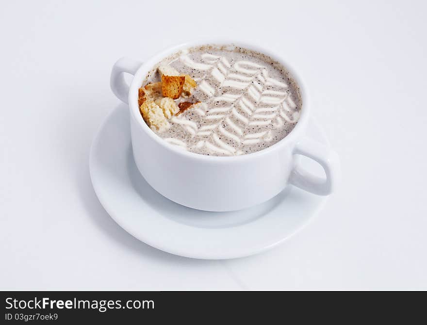 Soup photo in a bowl on a white background. Soup photo in a bowl on a white background