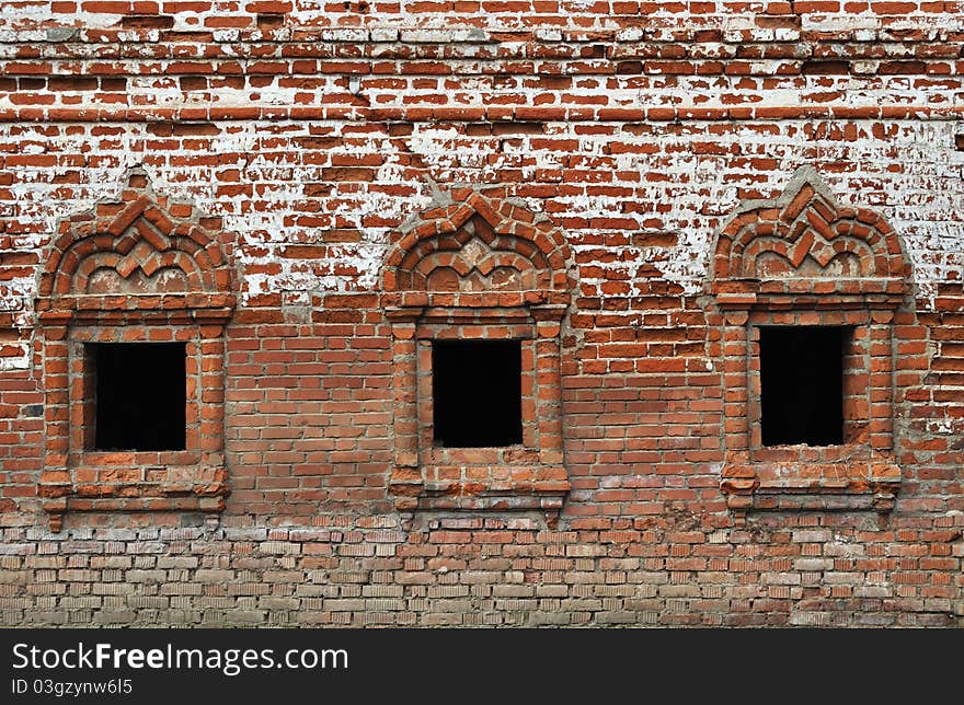 Vintage windows in ancient monastery