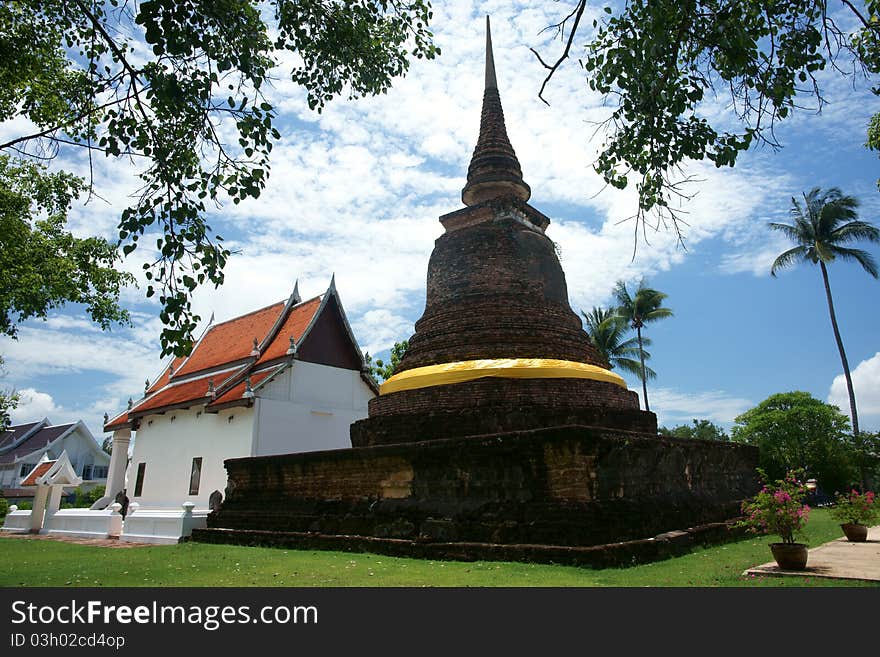 Ancient temple and pagoda Sukhothai of Thailand