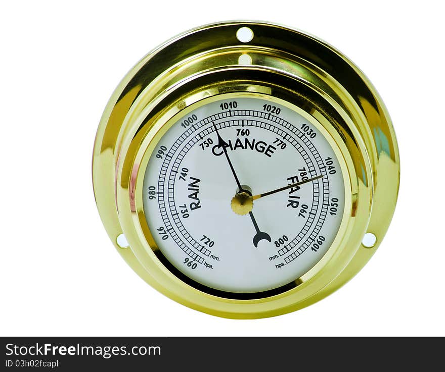 This shot of marine decorative barometer was taken on the white background. This shot of marine decorative barometer was taken on the white background