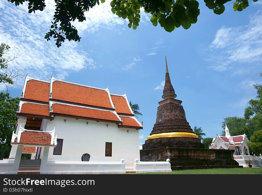 Ancient temple and pagoda Sukhothai of Thailand